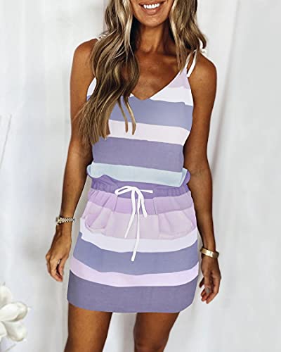 Women Summer Dress,Sleeveless V Neck Spaghetti Strap Dre