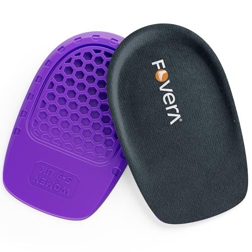 Image of FOVERA Orthopedic Heel Pads for Heel Pain Relief, Massaging Gel Heel Cups for All Day Cushioning & Comfort, Slim Design for Shock Absorption, Heel Spur & Plantar Fasciitis (Women - 5-9 UK, 1 Pair)