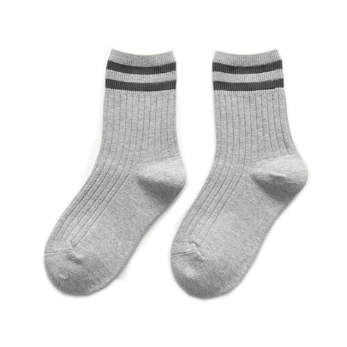 5 pairs - 's solid color comfortable breathable double-needle combed cotton three-bar mid-tube socks3