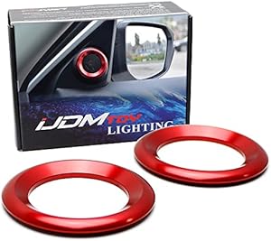 iJDMTOY Sports Red Anodized Aluminum A-Pillar Upper Front Side Door Speaker Surrounding Ring Decoration Compatible with 2016-21 Honda Civic