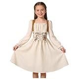 Disfraz medieval con corsé para niñas, adolescentes, carnaval, elegante, francés, de manga larga, estilo clásico, casual, fiesta, Halloween, beige, 9 años