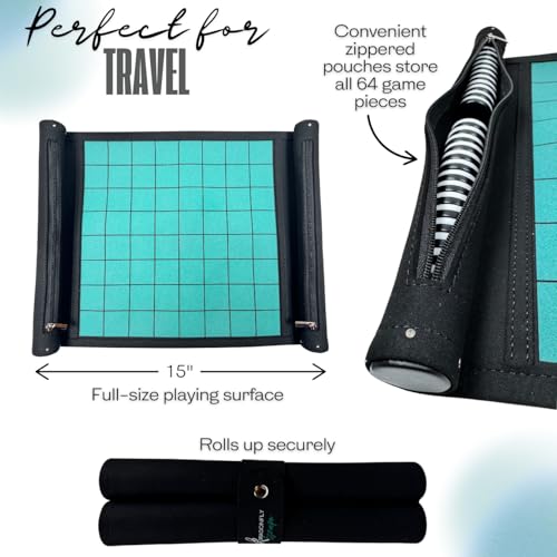 Roll-Up Travel Reversi Game | Othello Board Game for Family | Travel Othello Game miniatura 2