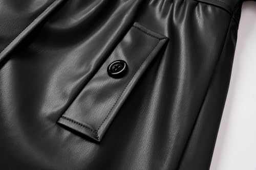 Betusline Kids Girls PU Faux Leather Trench Coat Hooded Winter Outwear Jackets, 2-14 Years4