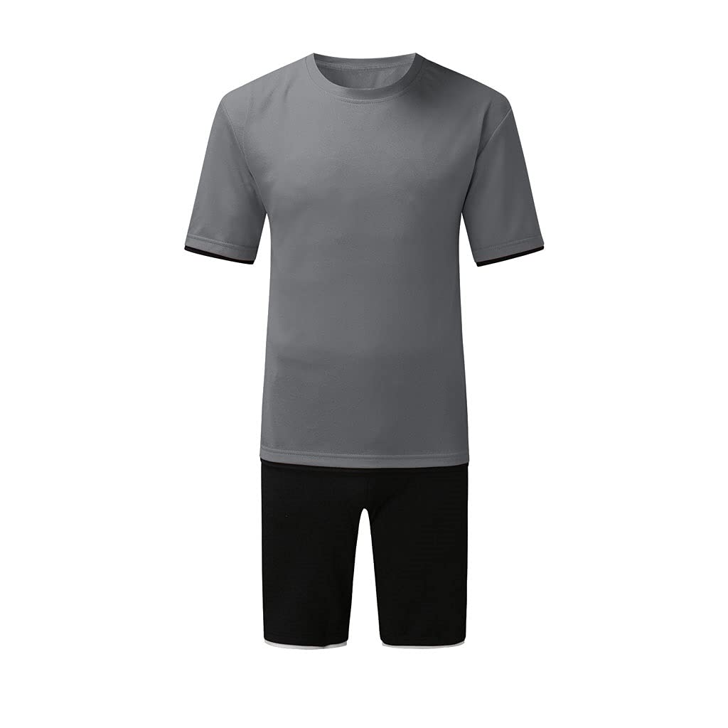 RWRAPS Set per Il Tempo Libero T-Shirt Sportiva a Maniche Corte Moda Uomo + Pantaloncini Sportivi, Abbigliamento Estivo Traspirante (Color : Cinza, Size : 4XL Code) (Cinza XXL Code)