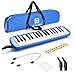 Vangoa 32 Key Melodica Blue Pianica Portable with Carrying Bag, Short and Long Mouthpieces for Beginners Kids Gift