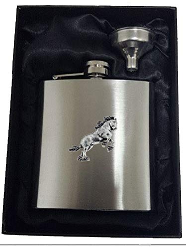 Flasque A37 en étain anglais motif cheval de Shire 177 ml pour spiritueux et collection