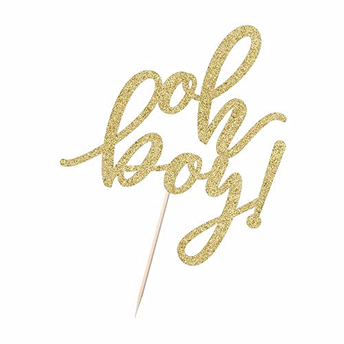 Bekaterea Gold Oh Boy Cake Topper,Baby Boy Party Cake Decorating,Baby Shower Cake Topper,New Baby Gender Reveal, Birthday Party Decoration Supplies. #TOP4