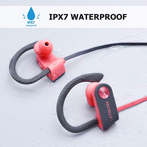 Bluetooth Headphones, LETSCOM Wireless Earbuds V5.0 IPX7 Waterproof Noise Cancelling Headsets, Richer Bass & HiFi Stereo Sports Earphones 8 Hours Playtime Running Headphones - Thumbnail 3