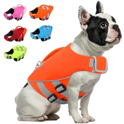 Queenmore XS Dog Life Jacket, Ripstop Dog Life Vest for Swimming Boating