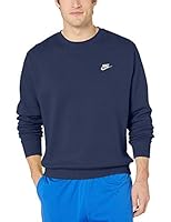 Nike Men's Sportswear Club Fleece Crew, Midnight Navy/White, Medium