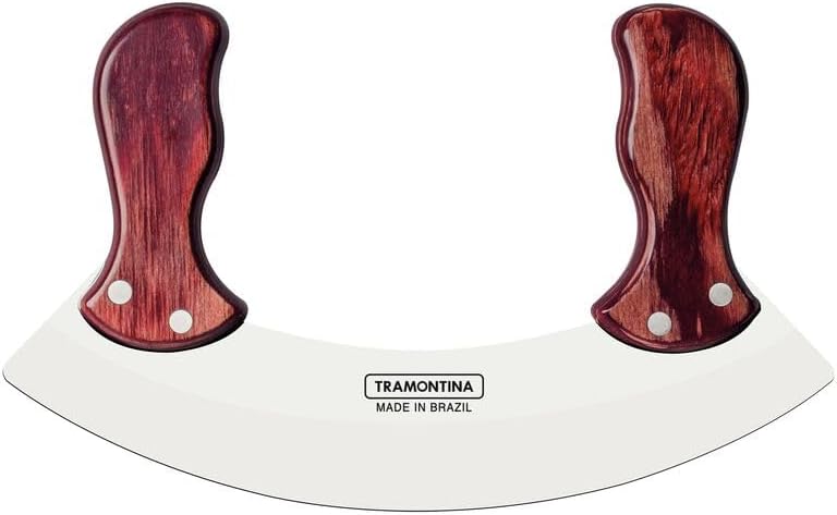 Polywood Mezzaluna Chopper and Mincing Knife with Stainless Steel Blade and Red Dishwasher Safe Treated Handle