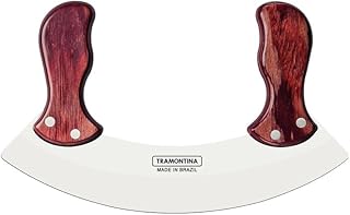 Tramontina Polywood Mezzaluna Chopper and Mincing Knife with Stainless Steel Blade and Red Dishwasher Safe Treated Handle
