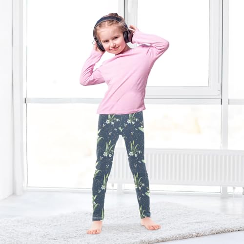 ALAZA Girls' Leggings Children's Yoga Pants Skinny Printed Dance Daffodil Green Comfortable 4T3