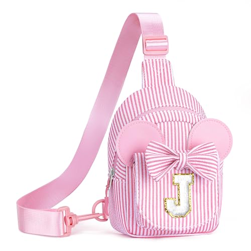 Image of Kids Cross Body Bag, Birthday Gifts for 2 3 4 5 6 7 Year Old Girls Gift, Small Sling Bags for Girls Kid Daughter Birthday Gift for Kids Girl Monogram Cute Sling Bag (Pink J)