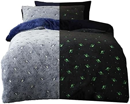 GC GAVENO CAVAILIA Luxurious Teddy Fleece Duvet Set Double, Polyester Hypoallergenic Fluffy Star Bedding Quilt Cover,Multi
