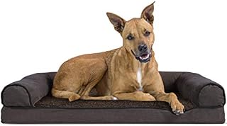 Furhaven Pet Dog Bed | Orthopedic Faux Fleece & Chenille Soft Woven Traditional
