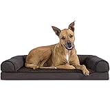 Furhaven Orthopedic Pet Bed for Dogs and Cats - Sofa-Style Sherpa and Chenille Couch Dog Bed with Removable Washable Cover, Coffee, Large