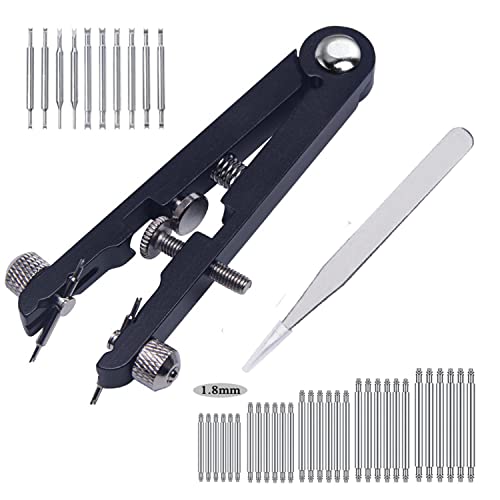 Aokelily Watch Spring Bar Plier Tool Set Spring Bar Tweezer Tool for Watch Wrist Bands Strap Removal Repair Fix Kit with Spring Bars Pins-30PCS… (Black)
