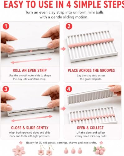 3D Print Clay Gel Ball Maker Tool, Nail Art Bead Roller for 3D Gel Flowers | Polymer Clay Rollers 2mm 3mm 4mm 5mm Sphere Shaper Roller Tool for Perfect Round Beads, Earrings & Jewelry Making, White - Image 5