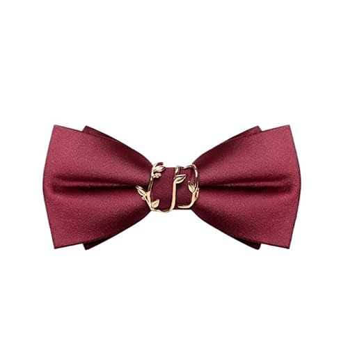 [EKLMCFS] Men's Wine Red Groomsman Necktie Wedding Groom Suit Shirt Bow Tie(Style 2)