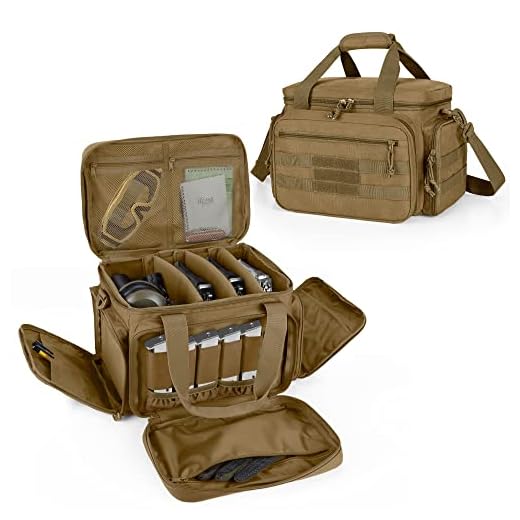DSLEAF Tactical Gun Range Bag for 4 Handguns, Pistol Range Bag for Shooting