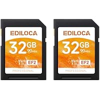 Ediloca Tarjeta SD 32GB, 2Pcs, Tarjeta de Memoria, hasta