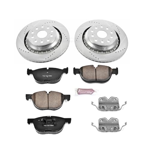 Image of PowerStop Front Brake Kit for BMW X5 2007-10 | BMW X6 2008-10 - Drilled and Slotted Disc Rotors with Carbon-Fiber Ceramic Brake Pads Replacement, K4692