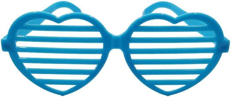 VIGUEUR Heart Shape Plastic Shutter Glasses Shades Sunglasses, 4PCS Neon Glasses (Purple,Green,Red,Blue) - Image 3