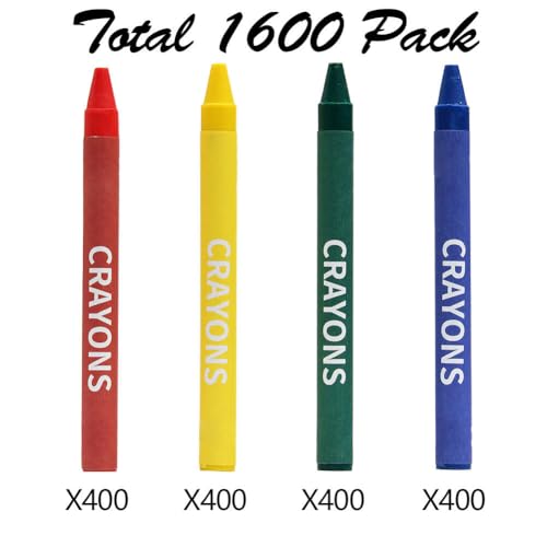 Madisi Crayons Bulk Pack, Regular Size, 4 Colors, 400 Packs, 1600 Count