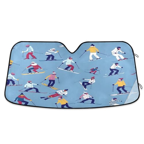 Skiing Snowboarding Pattern Windshield Sun Shade for Car