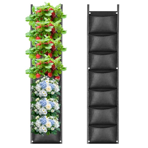 ACTOYS Sac à Plantes Mural, 7 Sacs de Plantation Murale, Sac de Plantation Vertical, Poche Mur Vegetal, Jardin Vertical Exterieur pour Balcon, Extérieur, Jardin, Cour