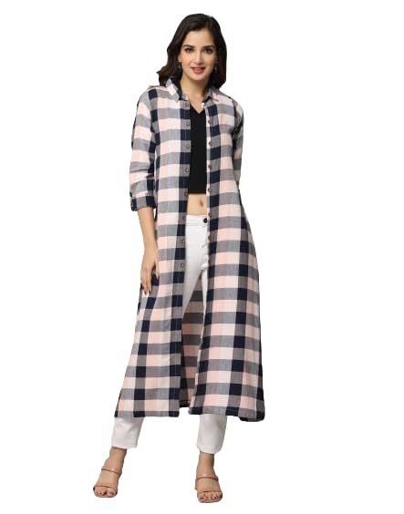 Image of Checks Collared Neck Slim Fit Shrug