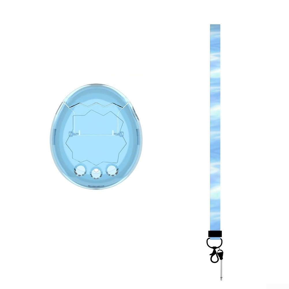 Linhexis for Tamagotchi Paradise Protective Cover Case, All inclusive PC Shell with Lanyard for Drop Protection(Transparent Blue)