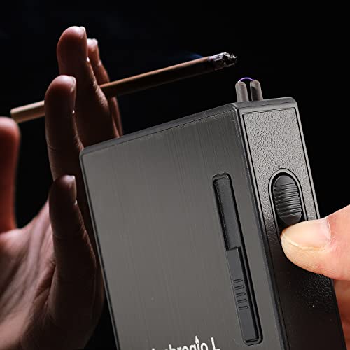 Ambrogio.l Full Pack 20 Regular Cigarettes Case/Box With Arc Lighter Usb Rechargeable, Flameless, Windproof,Moisture-Proof #TOP5