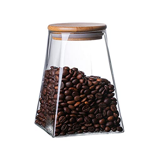 Image of SayasNoy Glass Jars with Bamboo Lids, Candy Jar with Lid, Coffee jar for Counter, Cookie Jar with Airtight Lids, Clear Glass Jar for Candy, Tea, Coffee Bean, Sugar, Spices, Apothecary etc (32oz/950ml)