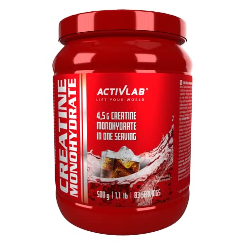 Activlab Creatine Monohydrate | 500g | 83 Portionen | Cola-Geschmack | 4,5g Kreatin Monohydrat | Kraft und Ausdauer | Pulver | für Bodybuilder und Sportler | 3xLabor getestet | inklusive Messbecher Cover