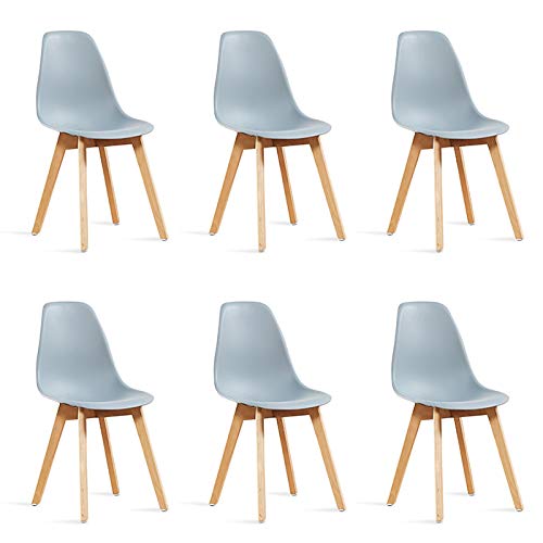 Designetsamaison Lot de 6 chaises scandinaves Grises - Onir