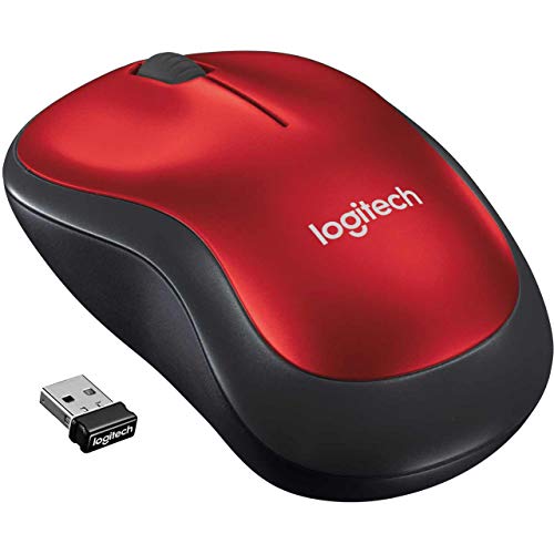 Logitech M185 Wireless Mouse, 2.4GHz with USB Mini Receiver, 12-Month Battery Life, 1000 DPI Optical Tracking, Ambidextrous PC/Mac/Laptop - Red