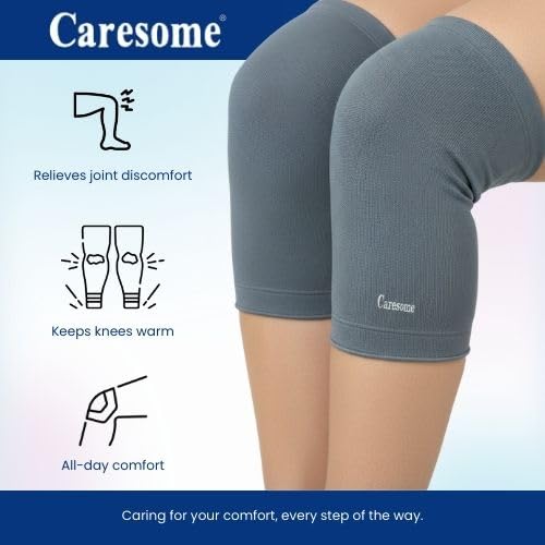 Image of Ortho Cotton Knee Support, Knee Caps, Brace For Pain Relief Products, Pad Leg Sleeves, Gym Squats Belt Support For Men and Women - Grey - L