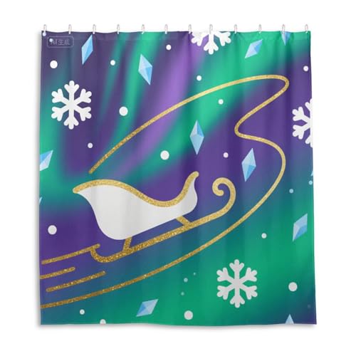 Rideau de douche en tissu 168 x 183 cm imperméable rideau polyester lavable avec crochet doré - 2