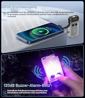 BORUIT V30 Taschenlampe LED Aufladbar mit UV und Rotlicht, Mini Taschenlampen 180° Drehbar, Klein Flashlight 120 dB-Summer 12 Modi, 900 Lumen IP65 Wasserdicht A/C-C Torch (Weiß) – Ansicht 3
