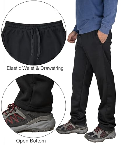 Mens Fleece Athletic Sweatpants Workout Relaxed Fit Drawstring Sweat Pants with Pockets3