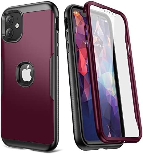 YOUMAKER Metallic Designed for iPhone 11 Case, Full Body Rugged with Built-in Screen Protector Heavy Duty Protection Slim Fit Shockproof Cover for iPhone 11 Case 6.1 Inch-Black