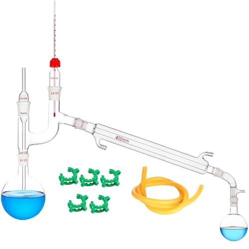 Borosilicate Glass Distillation Apparatus Vacuum Distillation Kit Chemistry Lab Glassware 24/29 Joint (1000ml)
