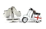 Joyería Gemelolandia  Gemelos Lambretta-Vespa  Cruz San Jorge (England)  Color Blanco  Gemelos Originales para Camisas  para Hombres y Niños  Regalos para Bodas, Comuniones, Bautizos y Otros Eventos