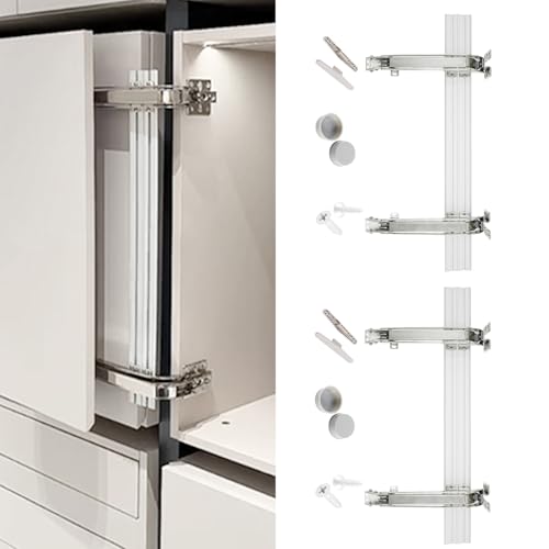 Jisano 2 Sets Opening Door Hinge Set 180° Parallel Opening Cabinet Wardrobe Door Sliding Load-Bearing 17.6lbs Heavy Duty Hinge