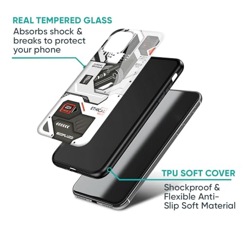 Image of Designer Tempered Glass Back Case Cover Compatible with Samsung Galaxy S23 FE 5G - Explore Circuit Glass Case