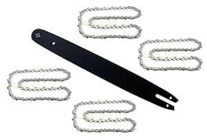 Guide-chaîne 45 cm / 1,3 mm / 3/8" / 62 TG + 4 chaînes compatibles avec tronçonneuse Scheppach CSE2700