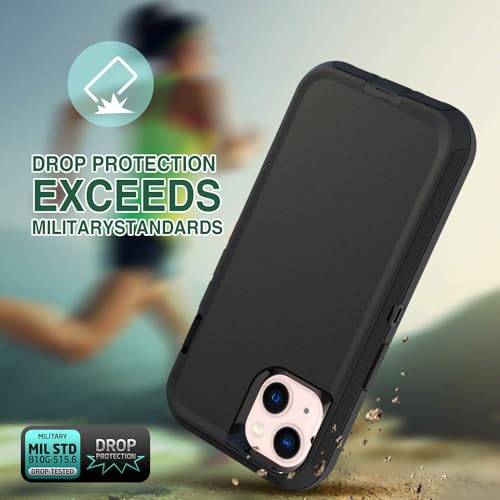 Image of Case for iPhone 13 mini, Heavy-Duty Tough Rugged Shockproof Drop Protective Cover Phone Cases, Black