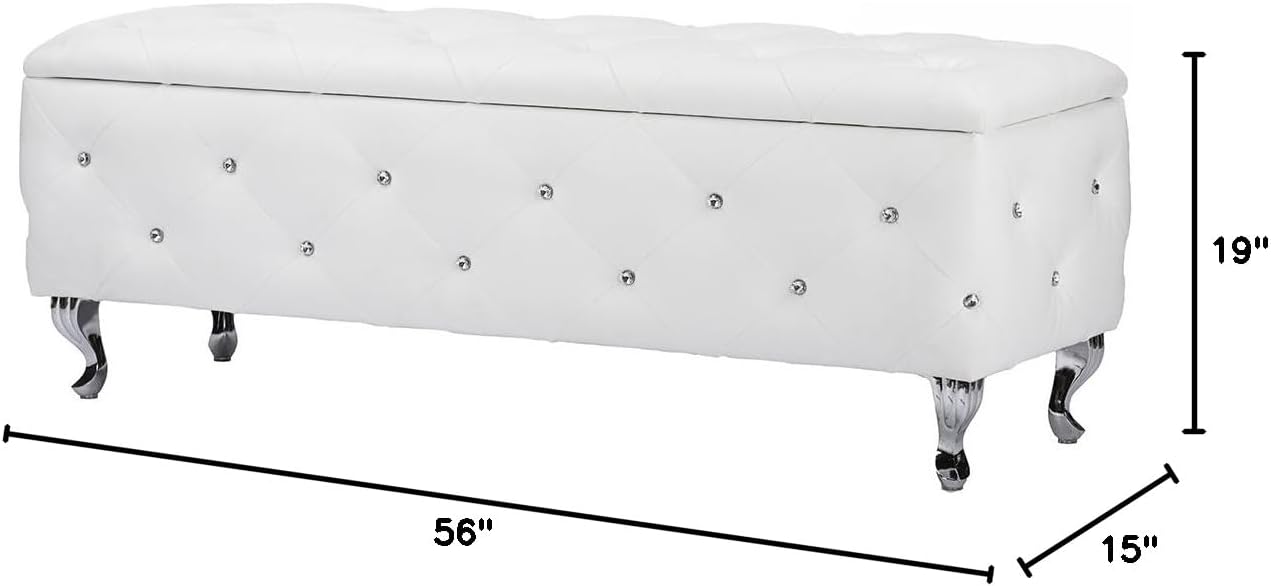 Baxton Studio Seine Contemporary Storage Ottoman, White
